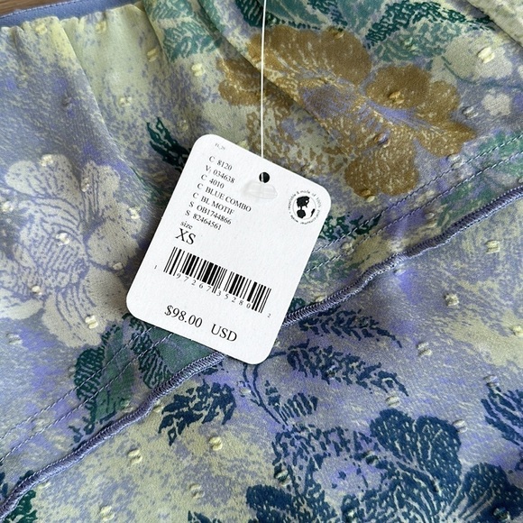 Free people Milly Asymmetrical Mini Skirt women’s sizes xs and large blue combo - Picture 4 of 7